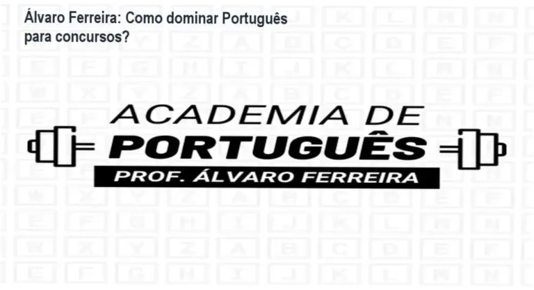 Tela da Academia do Português de Álvaro Ferreira mostrando vídeo de resolução de questões de concurso