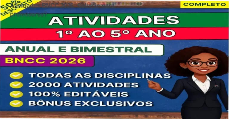 Atividades BNCC 2026 bastidores, visão interna do pacote completo