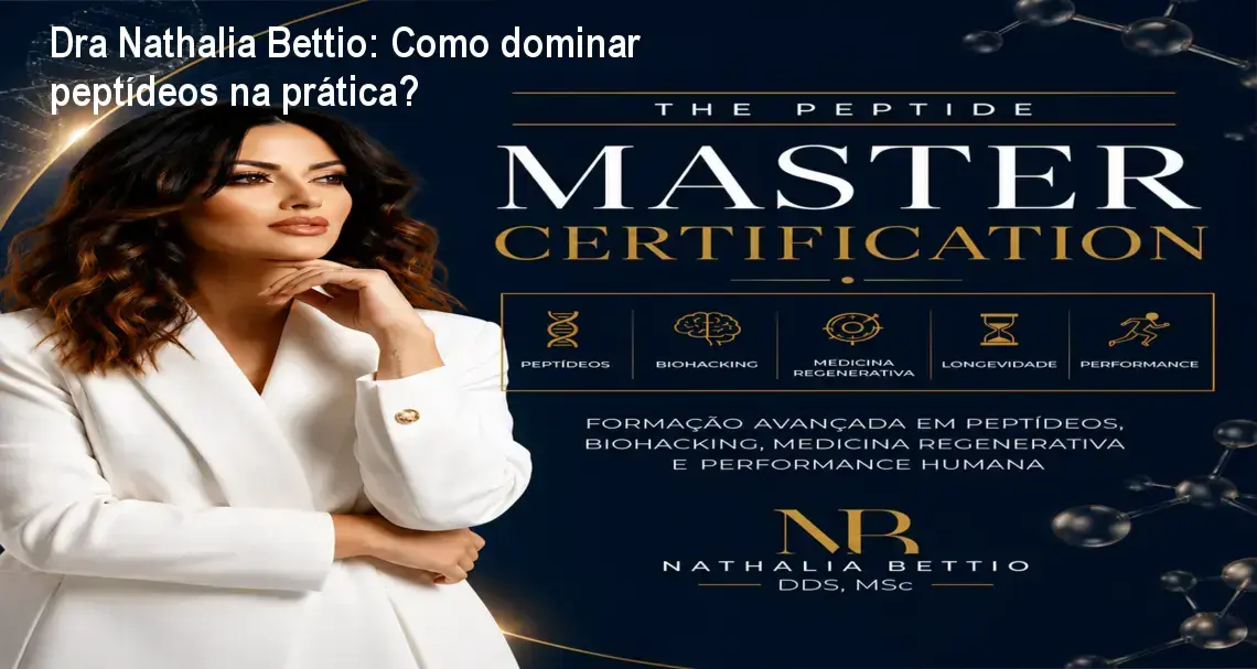 Dra Nathalia Bettio apresentando a certificação internacional em peptídeos