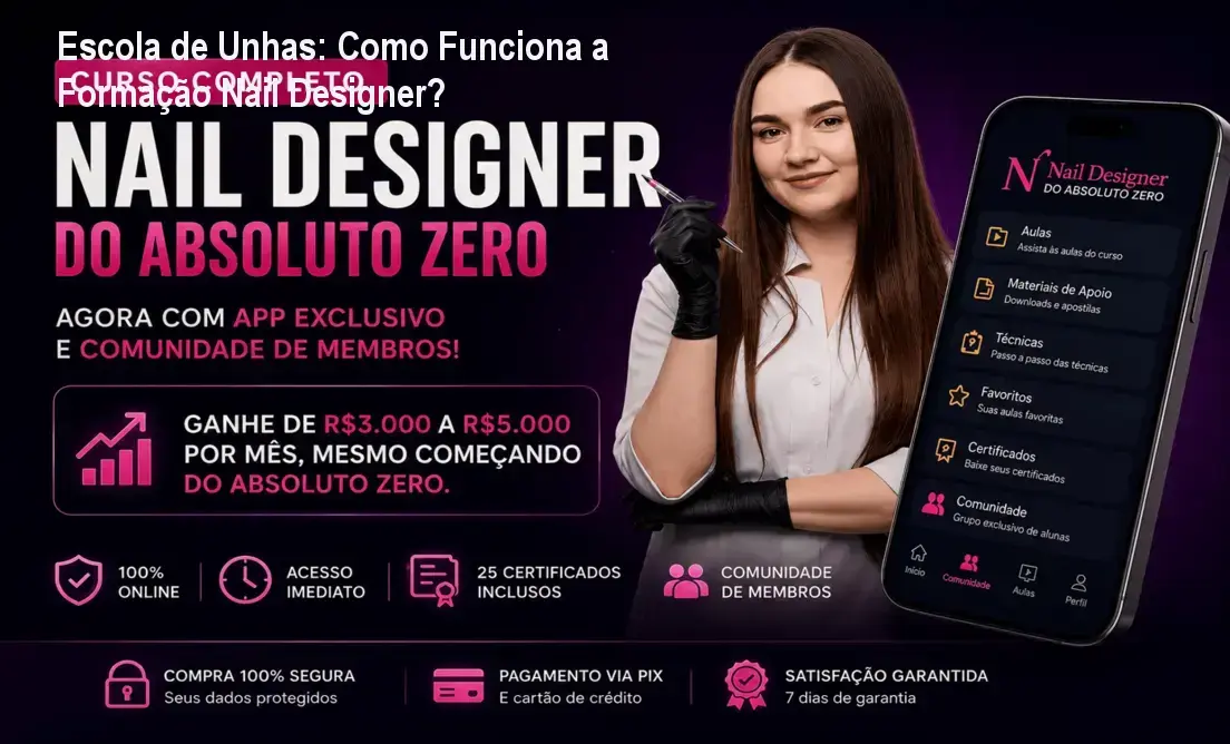 Escola de Unhas Profissionais Nail Designer por dentro mostrando a plataforma de aulas