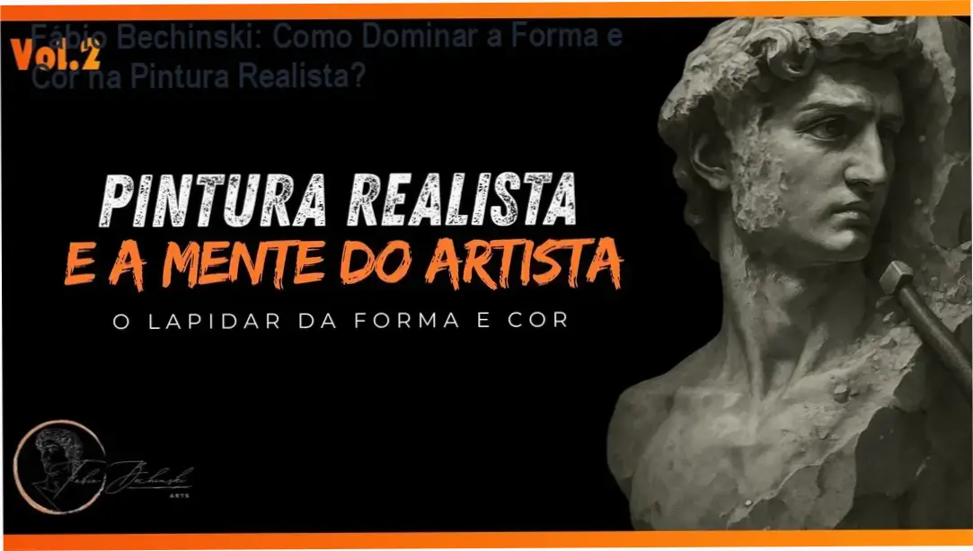 Fábio Bechinski ensinando técnicas de pintura realista em esculturas, com foco em forma e cor