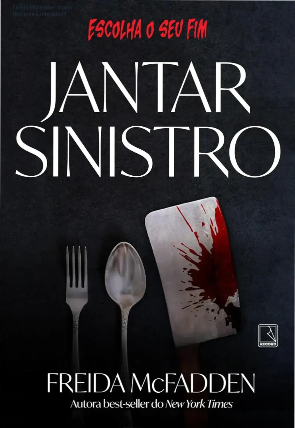 Capa do livro Jantar sinistro de Freida McFadden, apresentando um thriller interativo