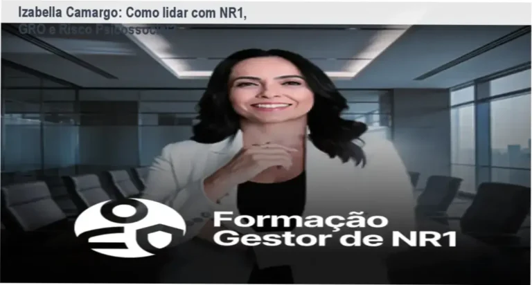 Izabella Camargo ensinando gestão de NR1 e riscos psicossociais em ambiente corporativo