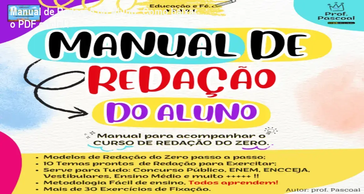 Capa do e‑book Manual de Redação do Aluno pronto para download em PDF