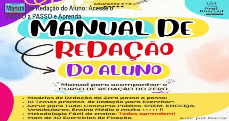 Manual de Redação do Aluno do Prof. Pascoal com tela de login para acesso à área de membros