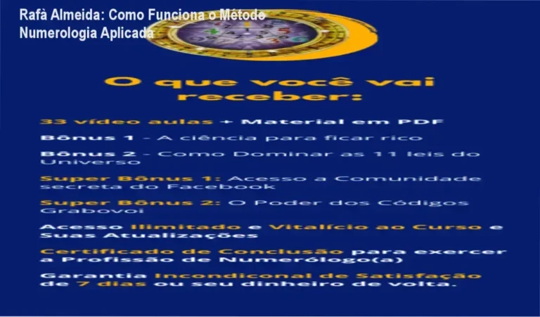 Método Numerologia Aplicada Rafà Almeida bastidores funcionamento visão interna