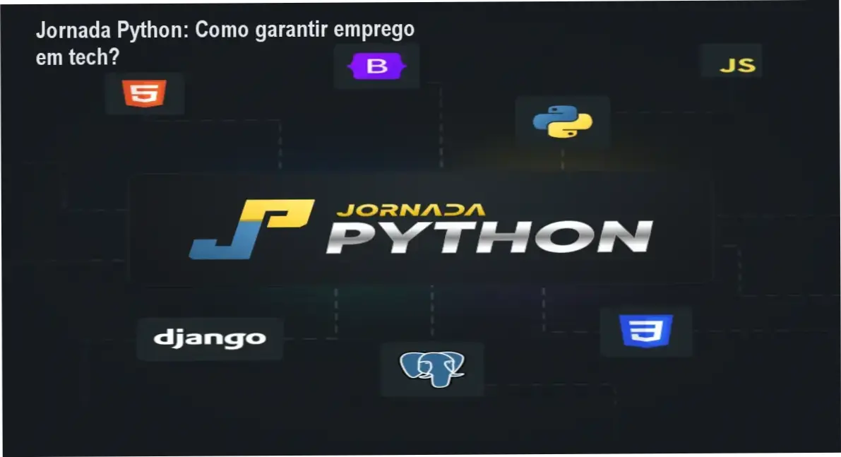 Banner da Jornada Python da Python Academy mostrando módulos de Python, Django e projetos reais