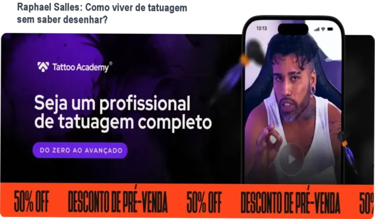 Raphael Salles apresentando o curso Tattoo Academy para iniciantes em tatuagem
