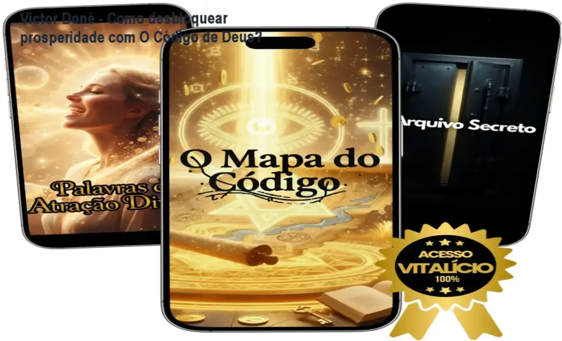 Capa do curso O Código de Deus de Victor Doné mostrando mapa de reprogramação mental