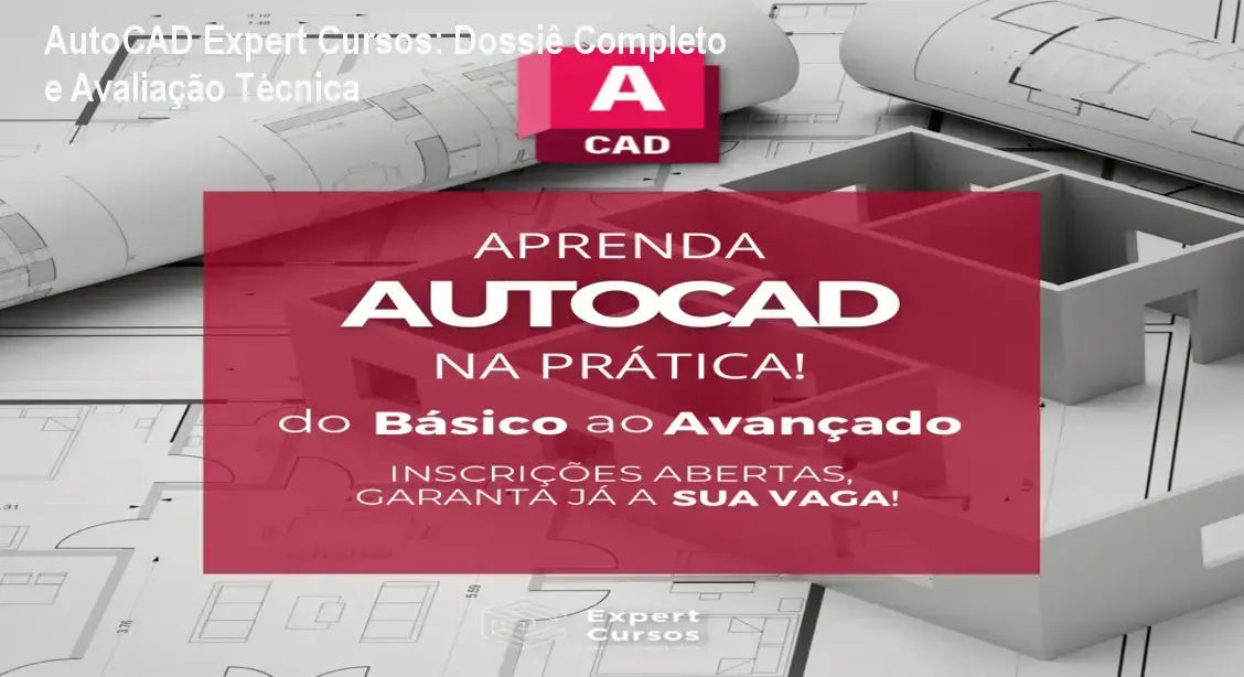 Interface do curso AutoCAD Expert com módulos de modelagem 2D e 3D para engenharia