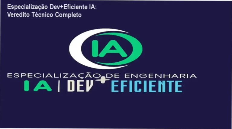 Infográfico detalhando a arquitetura de Engenharia de IA da Especialização Dev+Eficiente