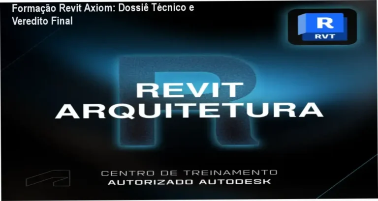 Interface do curso Formação em Revit Arquitetura da Axiom apresentando tutoriais de BIM
