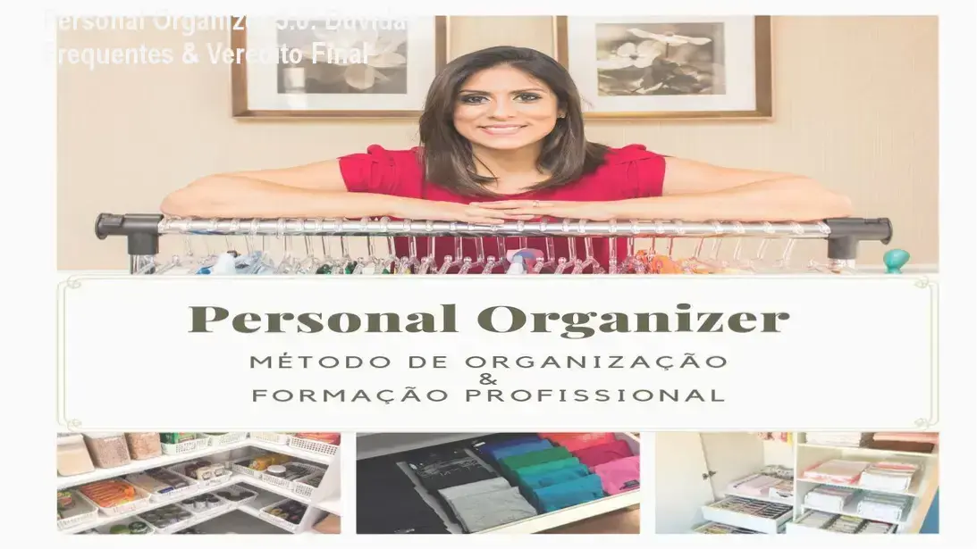 Imagem ilustrativa do curso Personal Organizer 3.0 destacando módulos de formação profissional e organização residencial