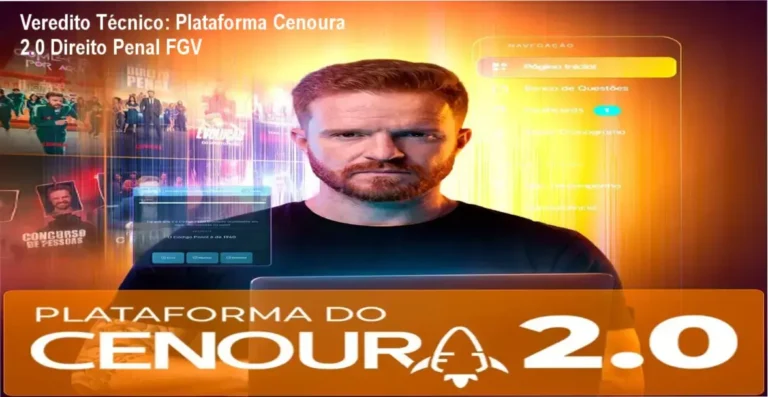 Interface da Plataforma Cenoura 2.0 com foco em resolução de questões de Direito Penal da banca FGV