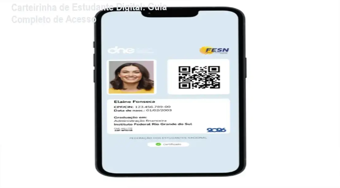 Estudante utilizando a Carteirinha Nacional do Estudante Digital no celular para garantir meia-entrada