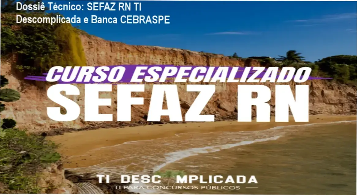 Curso SEFAZ RN TI Descomplicada de fe.fiscal mostrando a trilha de estudos e interface de aulas