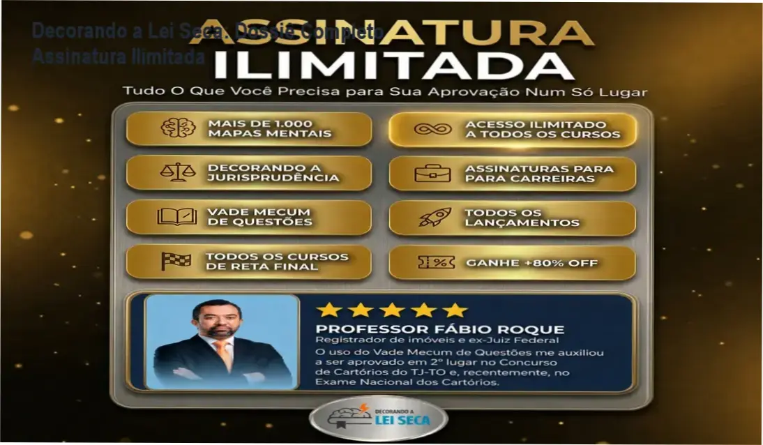 Interface da plataforma Decorando a Lei Seca Assinatura Ilimitada com flashcards e questões de lei seca