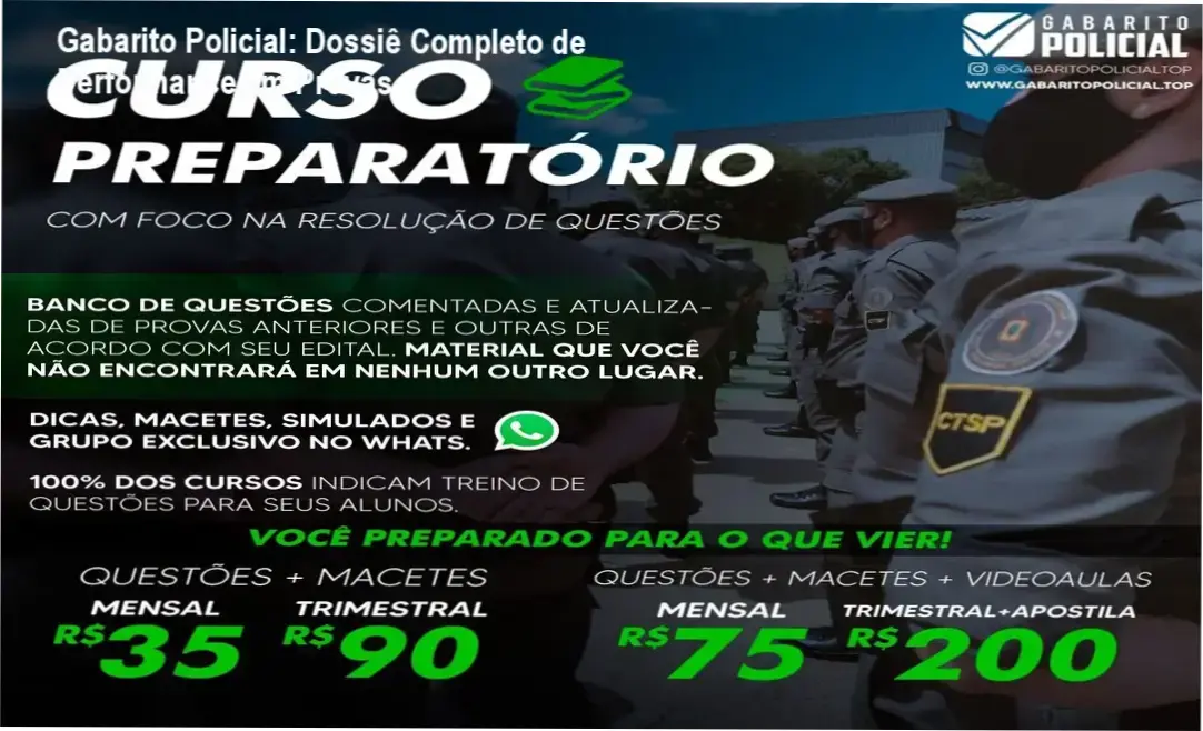 Interface do Gabarito Policial com questões comentadas para concursos de segurança pública